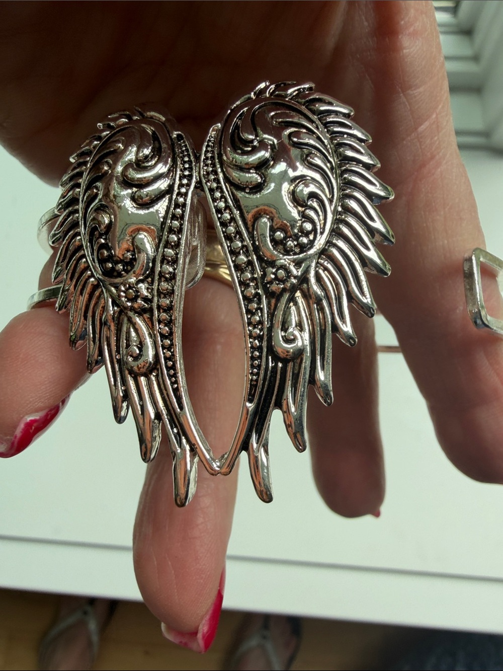 Hand Crafted Silver Winged Heart Bracelet - Picture 4 of 4
